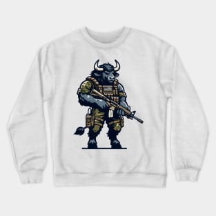 Tactical Minotaur Power Tee: Where Mythical Might Meets Modern Strength Crewneck Sweatshirt